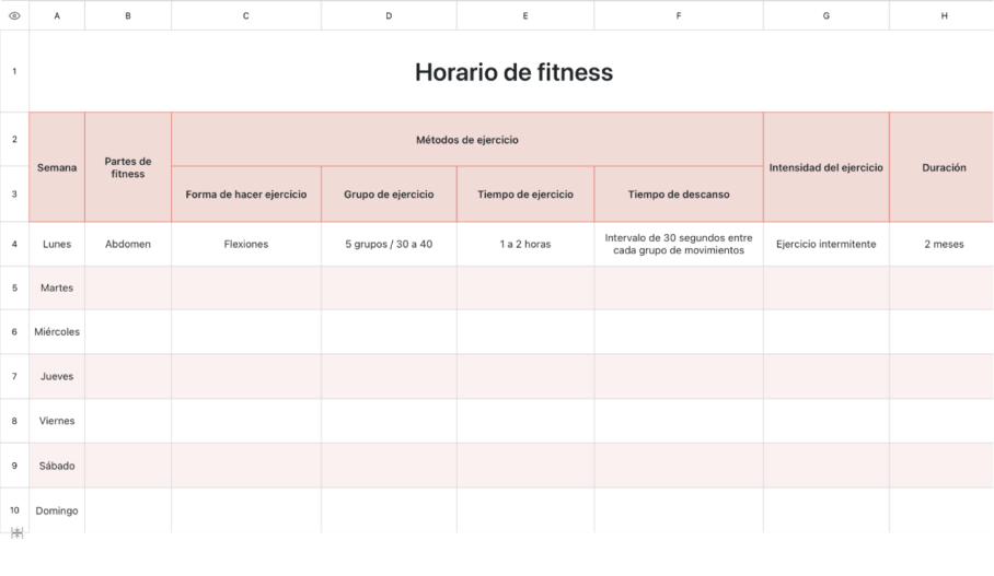 Horario de fitness